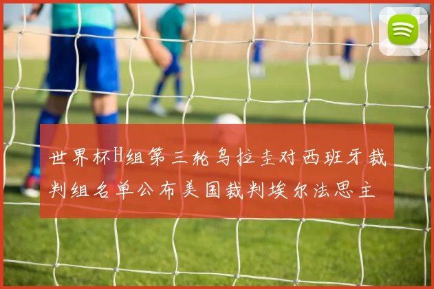 世界杯H组第三轮乌拉圭对西班牙裁判组名单公布美国裁判埃尔法思主裁判